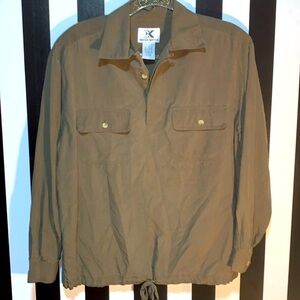 100% Silk Retro Vintage 1990s Pullover Shacket Shirt Jacket Top Sm/Med Women